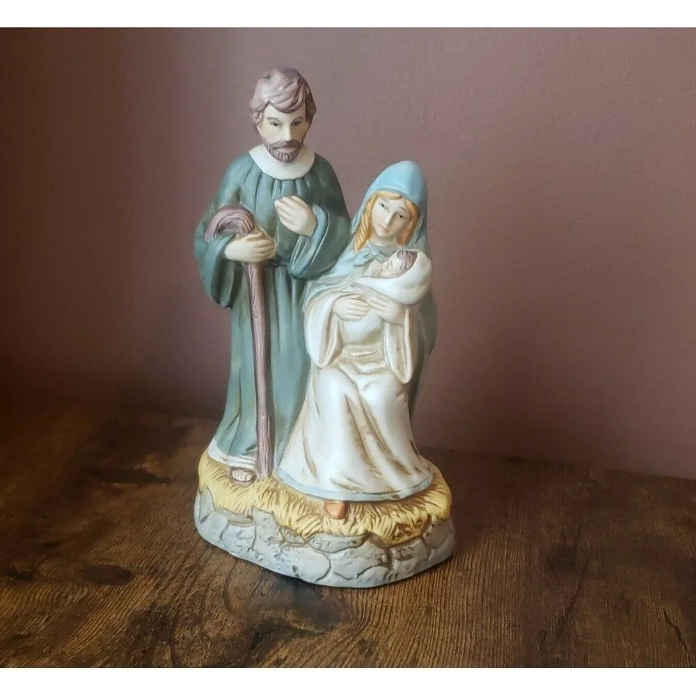 Midwest Importers Porcelain Nativity Music Box Plays Silent Night Christmas